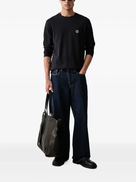 Lung tricou Armani Exchange cu autograf negru