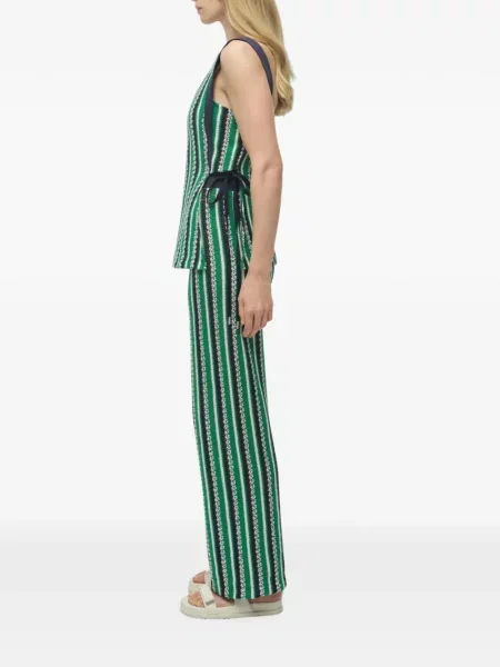 Pantaloni Simkhai cu dungi tricotate verde