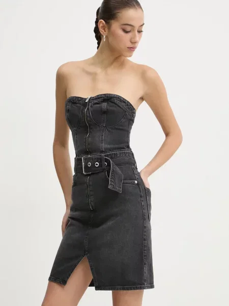 Karl Lagerfeld Jeans sukienka mini rozkloszowana szary