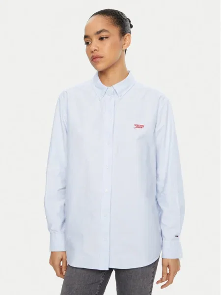 Tommy Jeans Cămașă celest albastru