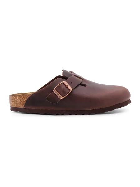 Klapki Birkenstock skórzane brązowe
