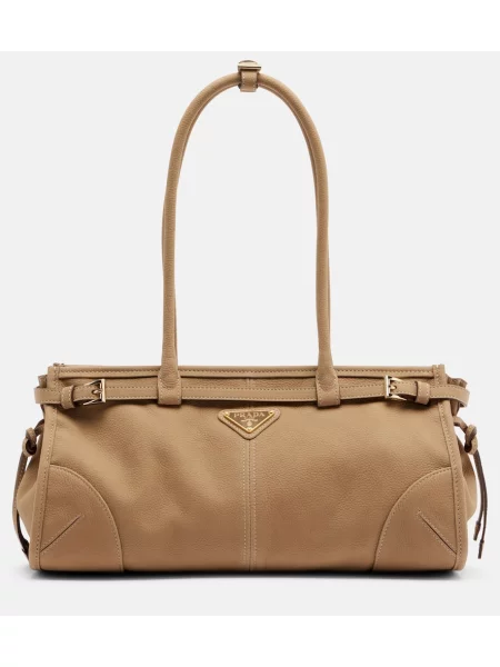 Usnjena torbica Prada bež