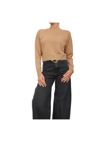 Twinset sweter wełniany lekki brązowy
