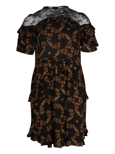 Rochie mini Sandro cu model floral cu imagine de costum negru