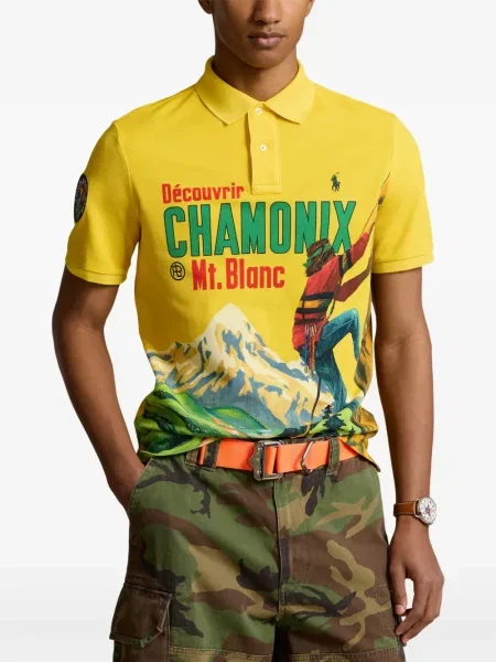 Tricou polo Polo Ralph Lauren cu glugă cu blană cu broderie roșu