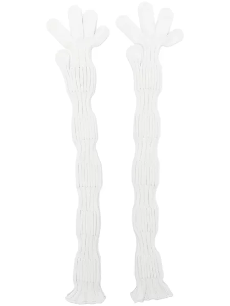 Dzianinowe rękawiczki Cfcl prążkowane białe