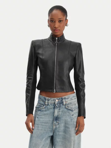 Patrizia Pepe Kurtka skórzana czarny