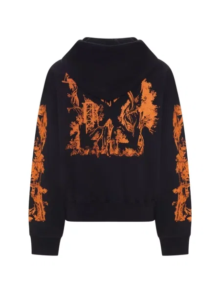 Hanorac cu glugă Off-white cu imagine cu cordon alb