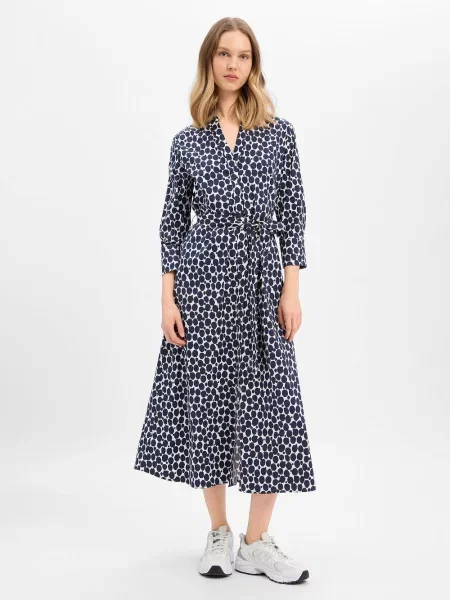 Sukienka koszulowa z wiązanym i rękawem o dł. More & More biała