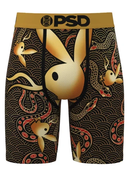 PSD Boxeralsók Playboy Snake mustár / világospiros fekete