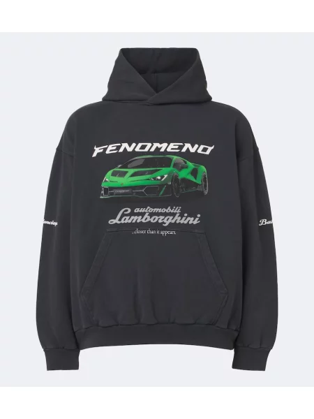 Džerzej mikina s kapucňou Balenciaga s potlačou čierna