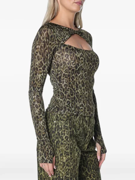 Tricou Just Cavalli cu imagine cu model leopard verde