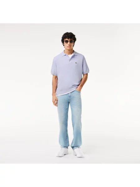 Lacoste Koszulka Polo Z Organicznej Bawełny Z Kołnierzykiem niebieska