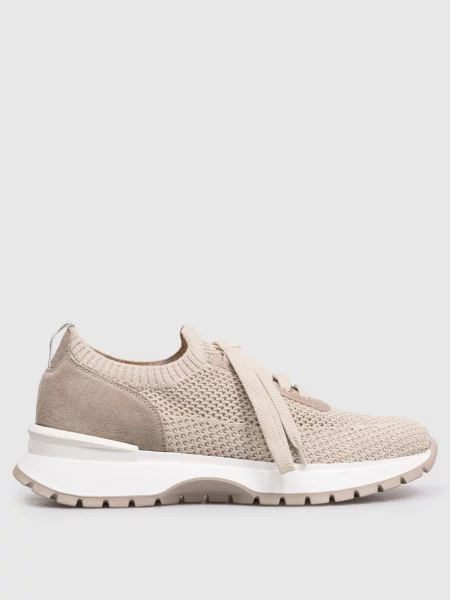 Кросівки з фактурним логотипом Doucal's бежеві