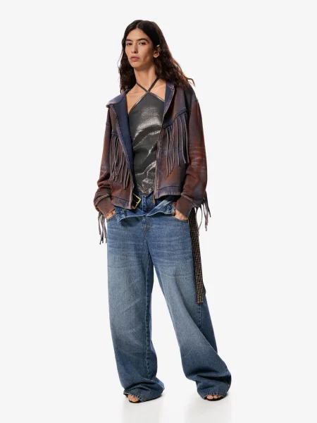 Desigual Geacă de primăvară-toamnă denim / maro ruginiu albastru
