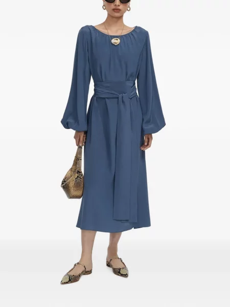 Rochie midi Joseph de mătase albastru