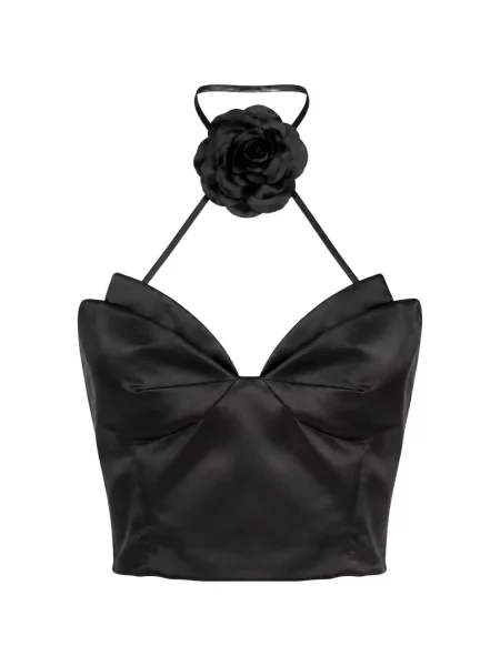 Top Philipp Plein cu model floral cu gât halter negru