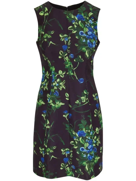 Rochie Carolina Herrera cu model floral cu imagine de costum negru