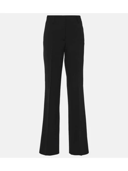 Pantaloni Dries Van Noten cu talie înaltă de lână negru