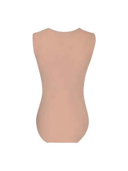 Pstryknąć koszulka Maison Margiela bez rękawów elegancka beżowa