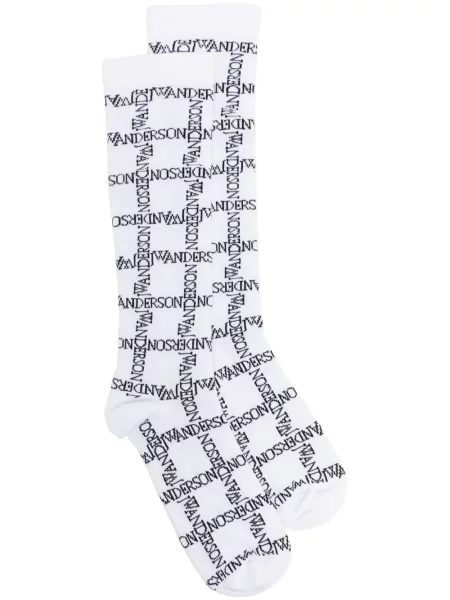 Șosete Jw Anderson tricotate cu autograf alb