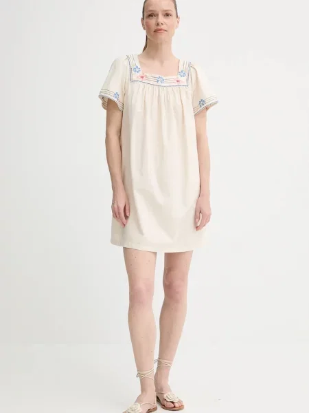 Levi's Obleka iz mešanice lana AMBRE BABYDOLL DRESS bež