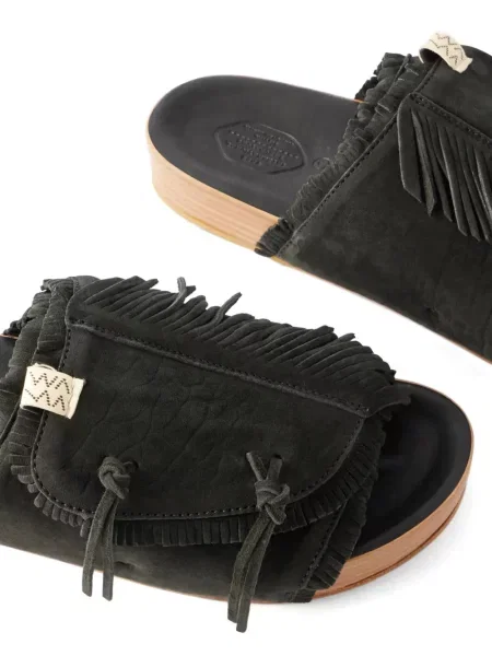 Papuci Visvim cu franjuri din piele negru