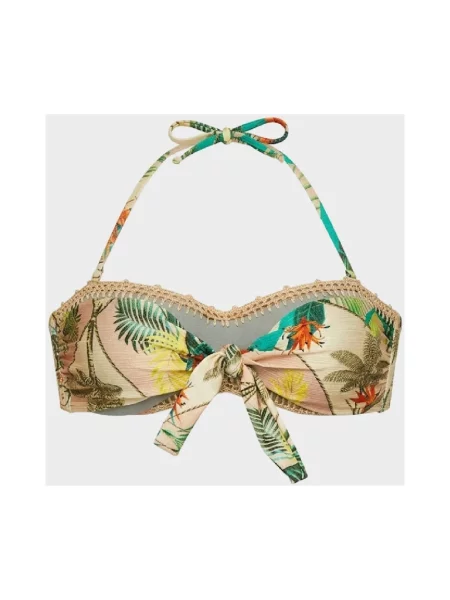 Dzianinowe bikini Del Maar z falbankami zielone