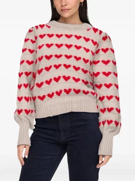 Pulover Jacqueline De Yong cu motiv cu inimi