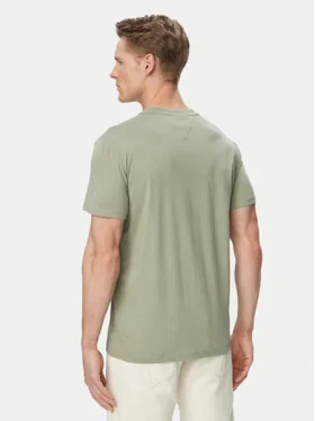 Tommy Jeans Póló Linear Chest Világoszöld zöld