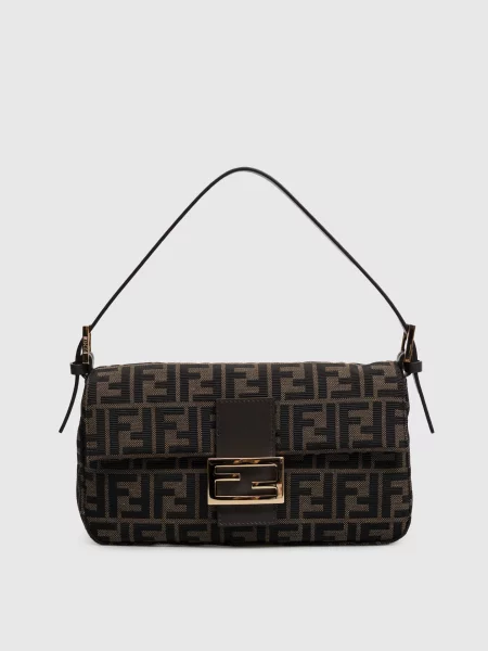 Сумка-багет Fendi с принтом коричневая