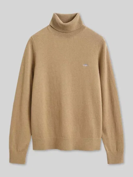 Sweter z golfem o kroju regular fit z mieszanki wełny Gant beżowy