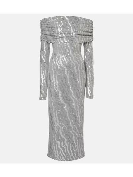 Sukienka midi Rotate z dżerseju do kolan garniturowa szara