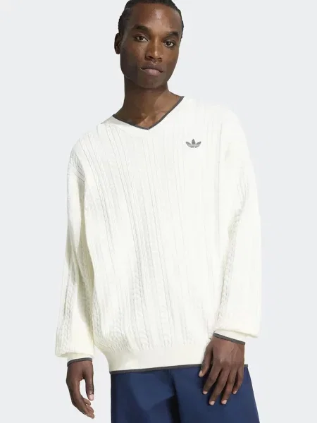 Adidas Originals pulover za muškarce s pamukom Cable Knit bijela