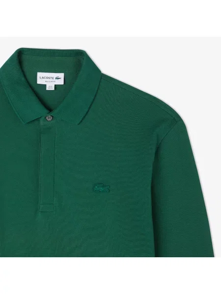 Lacoste Koszulka Polo Z Długim Rękawem Smart Paris Z Elastycznej Bawełny zielona