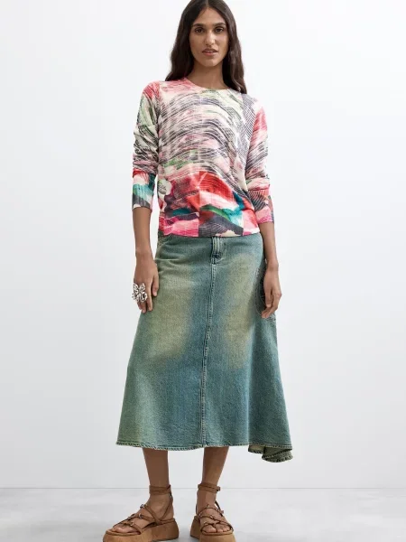Desigual Pulóver sárga / zöld / piros fekete
