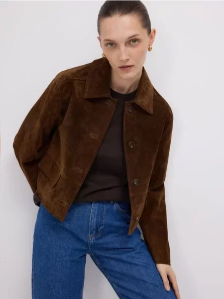 Reserved Замшева куртка з золотисто-коричневий коричнева