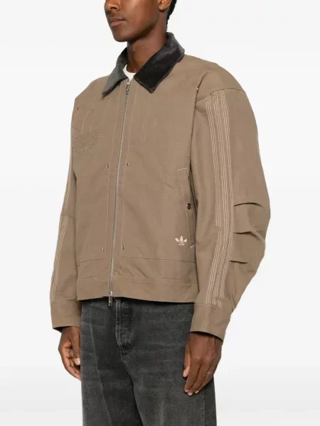 Pulover Adidas cu autograf cu decolteu în V de catifea cord gri