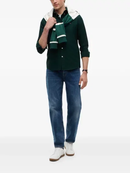 Lung cămașă Tommy Hilfiger cu guler nasturi verde