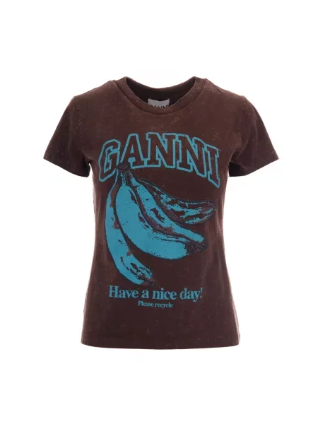 GANNI T-shirt brązowa