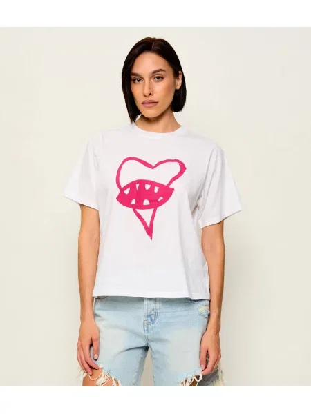 One Teaspoon Tricou Love Bites | Relaxed fit alb