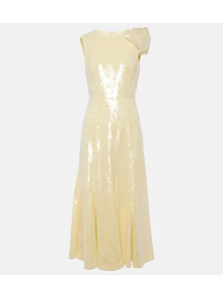 Sukienka midi Roland Mouret do kolan dzwony garniturowa żółta