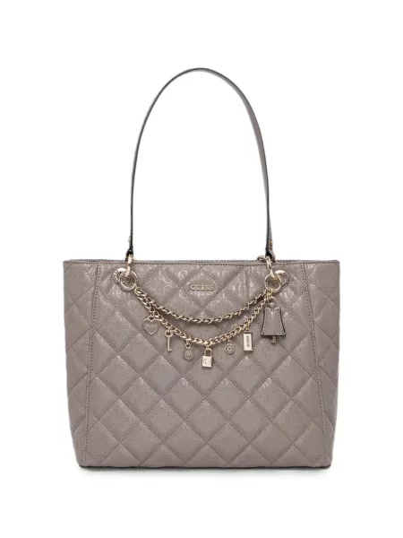 Matlasat geantă shopper Guess cu imagine gri