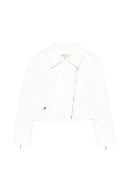 Kurtka skórzana dziecięca Twinset biała
