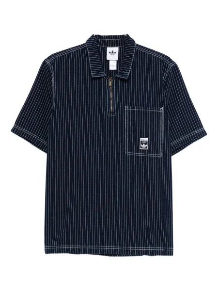 Dryžuota pusiau užtrauktukas polo marškinėliai Adidas mėlyna