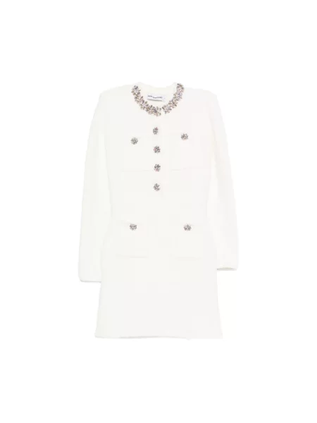 Krótka sukienka mini Self-portrait garniturowa biała