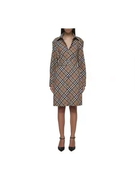 Sukienka Burberry w kratę beżowa