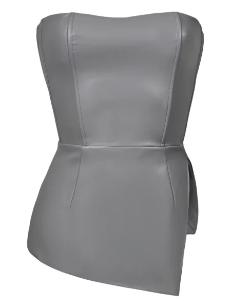 Top Lika sznurowany asymetryczny koronkowy szary