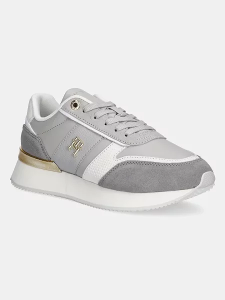 Usnjene superge Tommy Hilfiger TH FASHION RUNNER siva