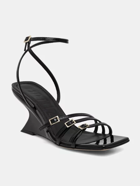 Souliers Martinez sandale wedges din piele EDEN negru